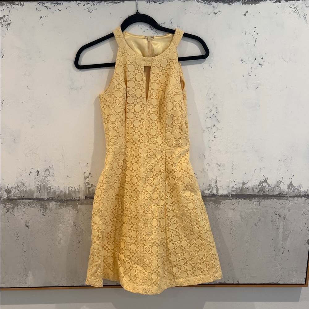 White House Black Market Yellow Lace Mini Dress